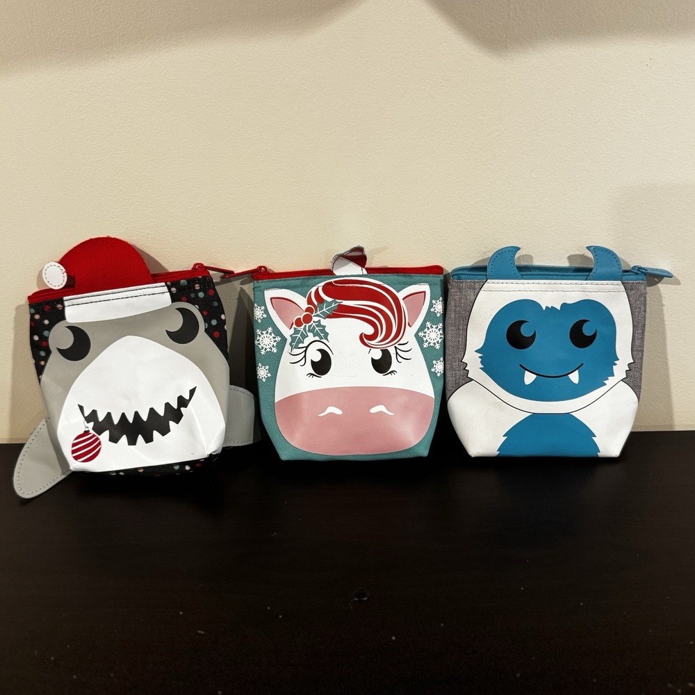 Thirty-One 31 Cool Zip Snacker Holiday Shark, Unicorn, Yeti Snack SizedThermals